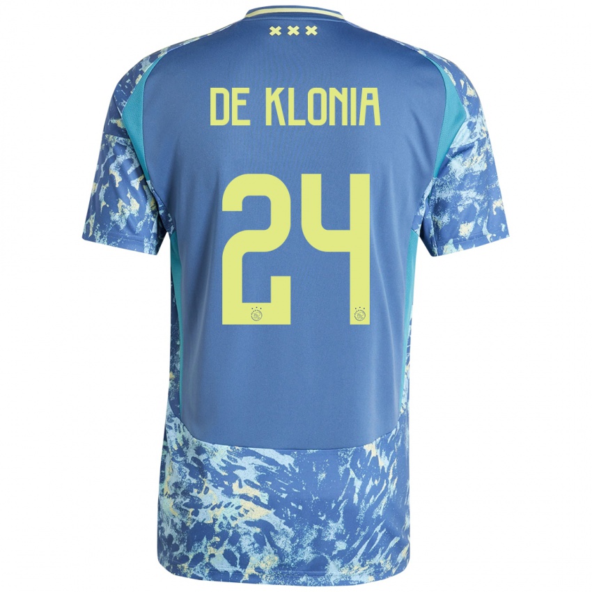 Uomo Maglia Daliyah De Klonia #24 Grigio Blu Giallo Kit Gara Away 2024/25 Maglietta