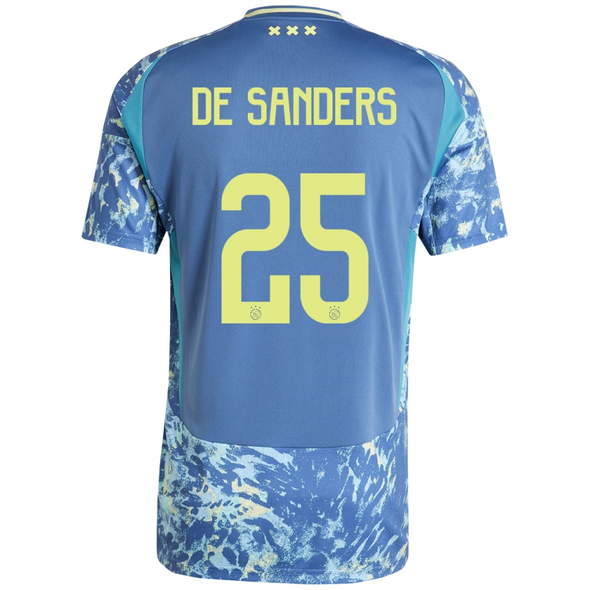 Uomo Maglia Kay-Lee De Sanders #25 Grigio Blu Giallo Kit Gara Away 2024/25 Maglietta