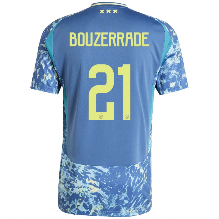 Uomo Maglia Zaina Bouzerrade #21 Grigio Blu Giallo Kit Gara Away 2024/25 Maglietta