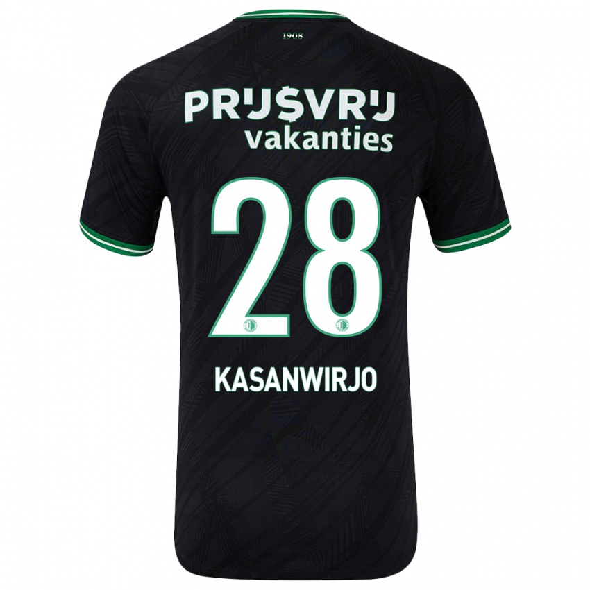 Uomo Maglia Neraysho Kasanwirjo #28 Nero Verde Kit Gara Away 2024/25 Maglietta