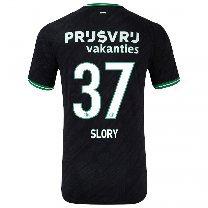 Uomo Maglia Jaden Slory #37 Nero Verde Kit Gara Away 2024/25 Maglietta