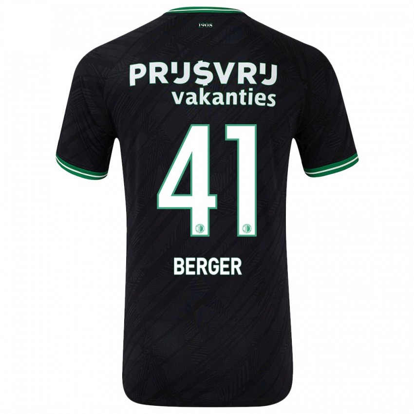 Uomo Maglia Mannou Berger #41 Nero Verde Kit Gara Away 2024/25 Maglietta