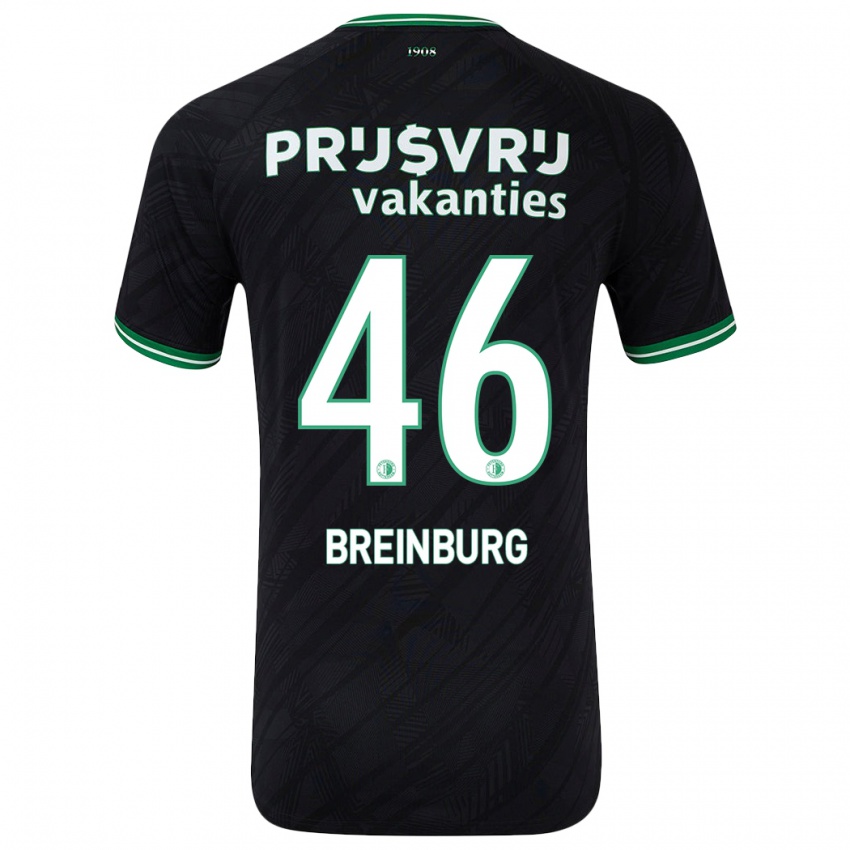 Uomo Maglia Rainey Breinburg #46 Nero Verde Kit Gara Away 2024/25 Maglietta