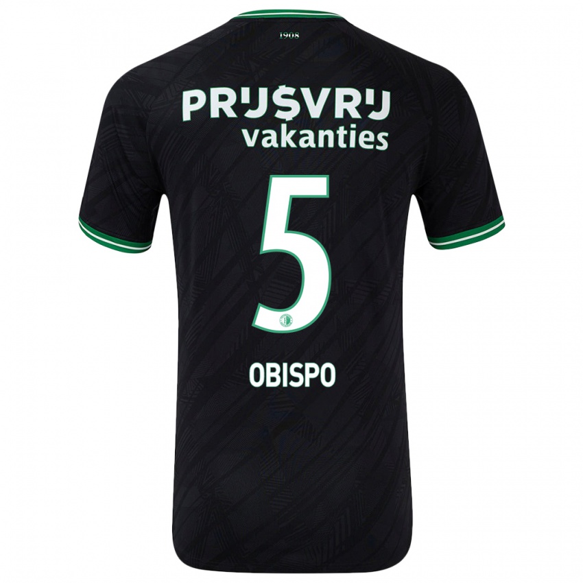 Uomo Maglia Celainy Obispo #5 Nero Verde Kit Gara Away 2024/25 Maglietta