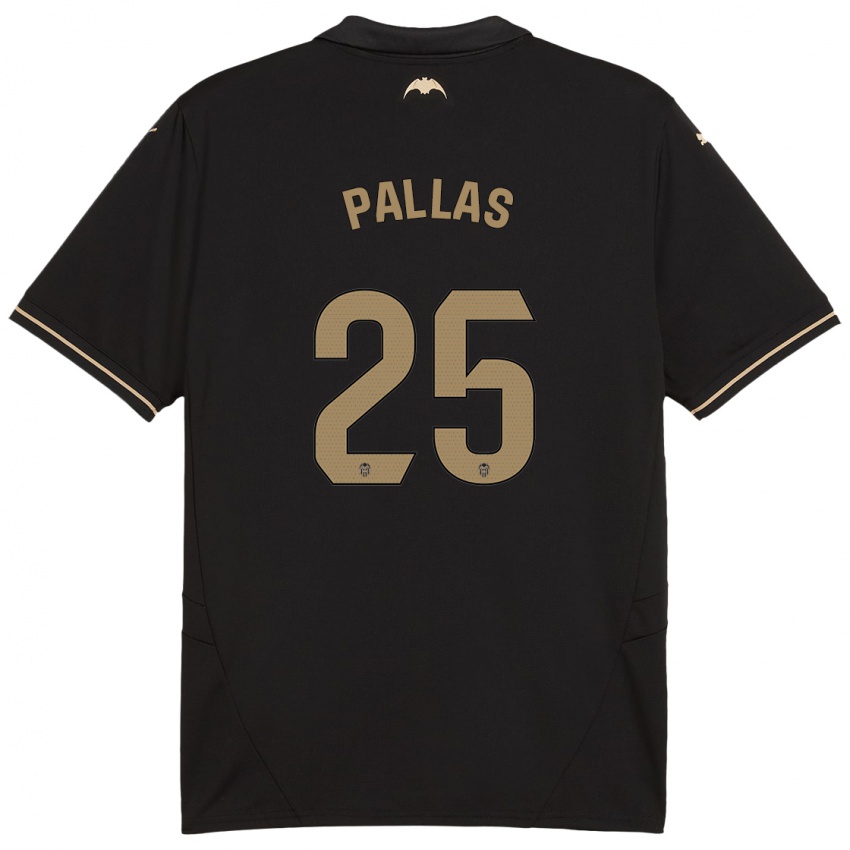 Uomo Maglia Nerea Pallas #25 Nero Kit Gara Away 2024/25 Maglietta