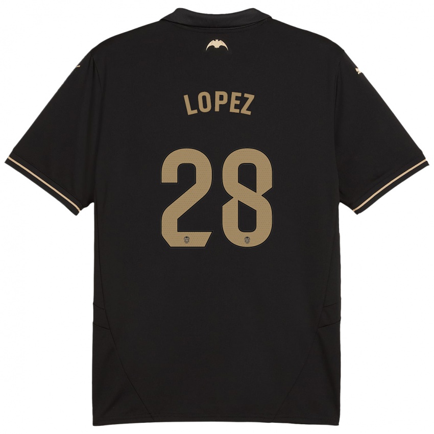 Uomo Maglia Saray Lopez #28 Nero Kit Gara Away 2024/25 Maglietta