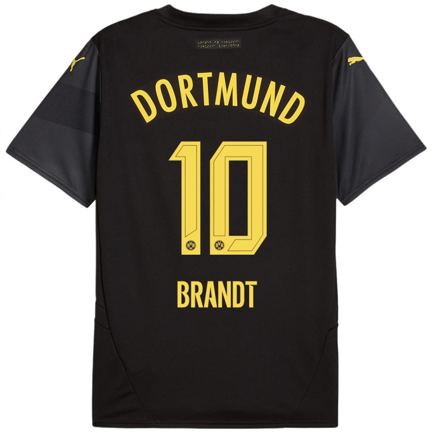 Uomo Maglia Julian Brandt #10 Nero Giallo Kit Gara Away 2024/25 Maglietta