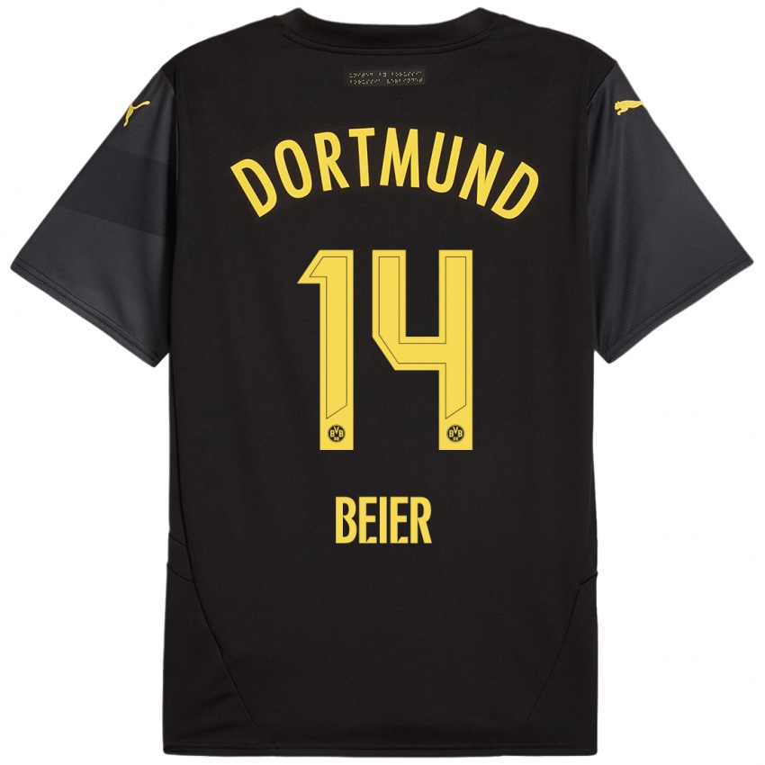 Uomo Maglia Maximilian Beier #14 Nero Giallo Kit Gara Away 2024/25 Maglietta