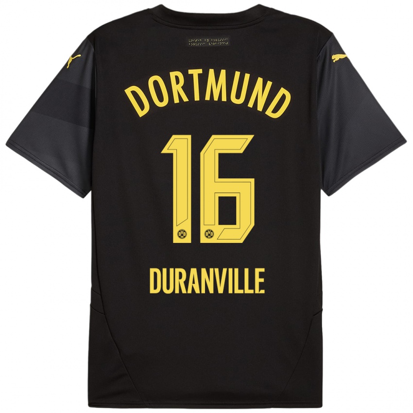 Uomo Maglia Julien Duranville #16 Nero Giallo Kit Gara Away 2024/25 Maglietta