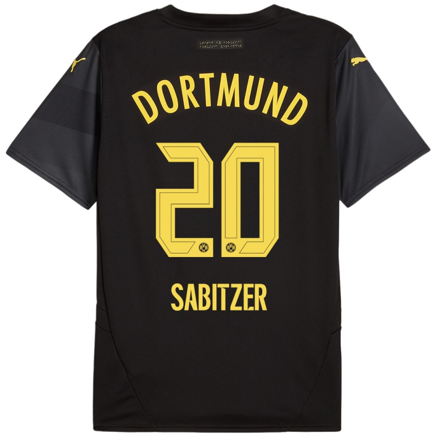 Uomo Maglia Marcel Sabitzer #20 Nero Giallo Kit Gara Away 2024/25 Maglietta