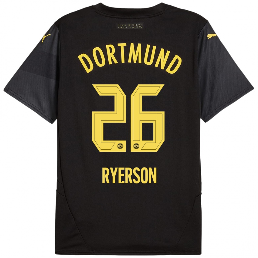 Uomo Maglia Julian Ryerson #26 Nero Giallo Kit Gara Away 2024/25 Maglietta