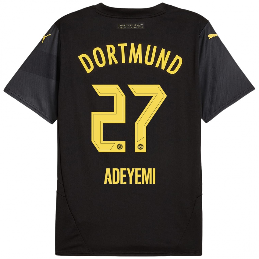 Uomo Maglia Karim Adeyemi #27 Nero Giallo Kit Gara Away 2024/25 Maglietta