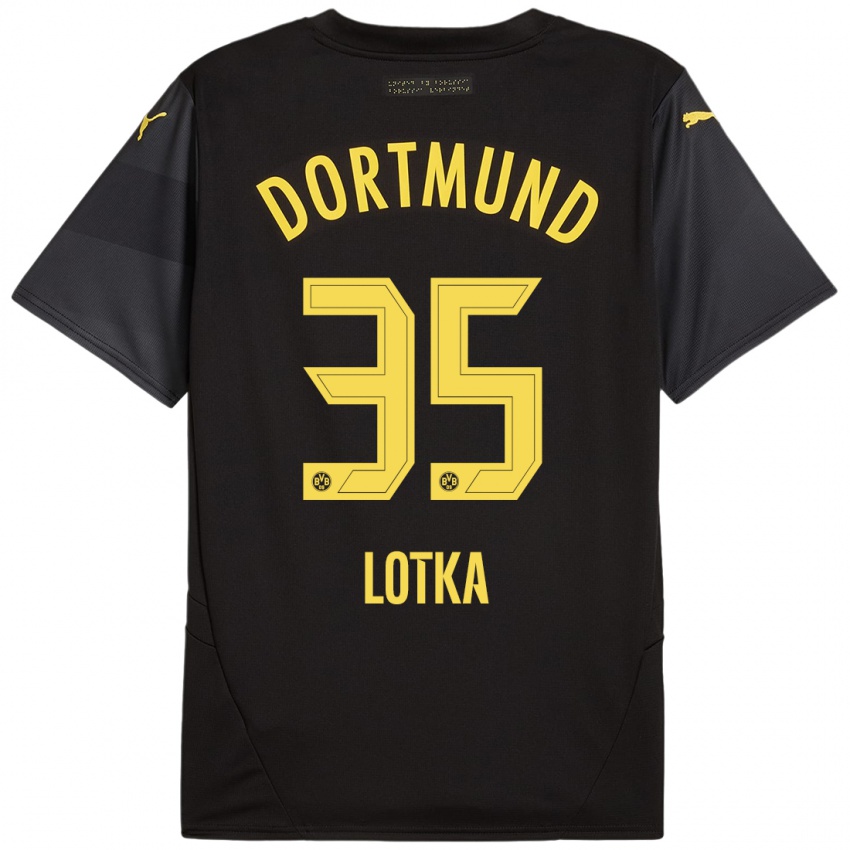 Uomo Maglia Marcel Lotka #35 Nero Giallo Kit Gara Away 2024/25 Maglietta