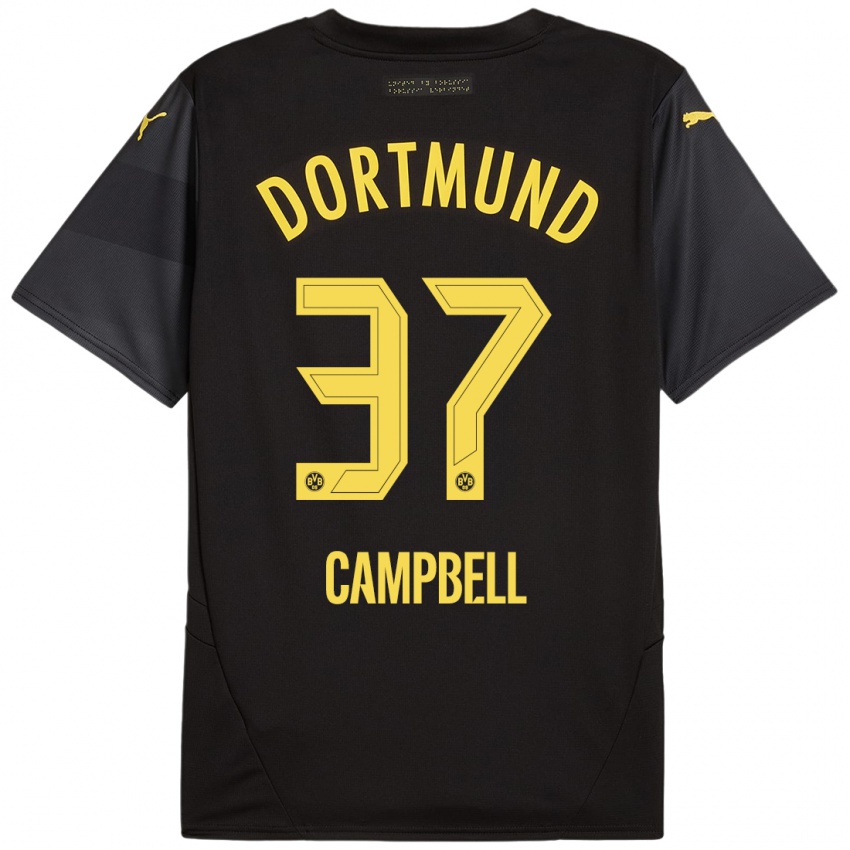 Uomo Maglia Cole Campbell #37 Nero Giallo Kit Gara Away 2024/25 Maglietta