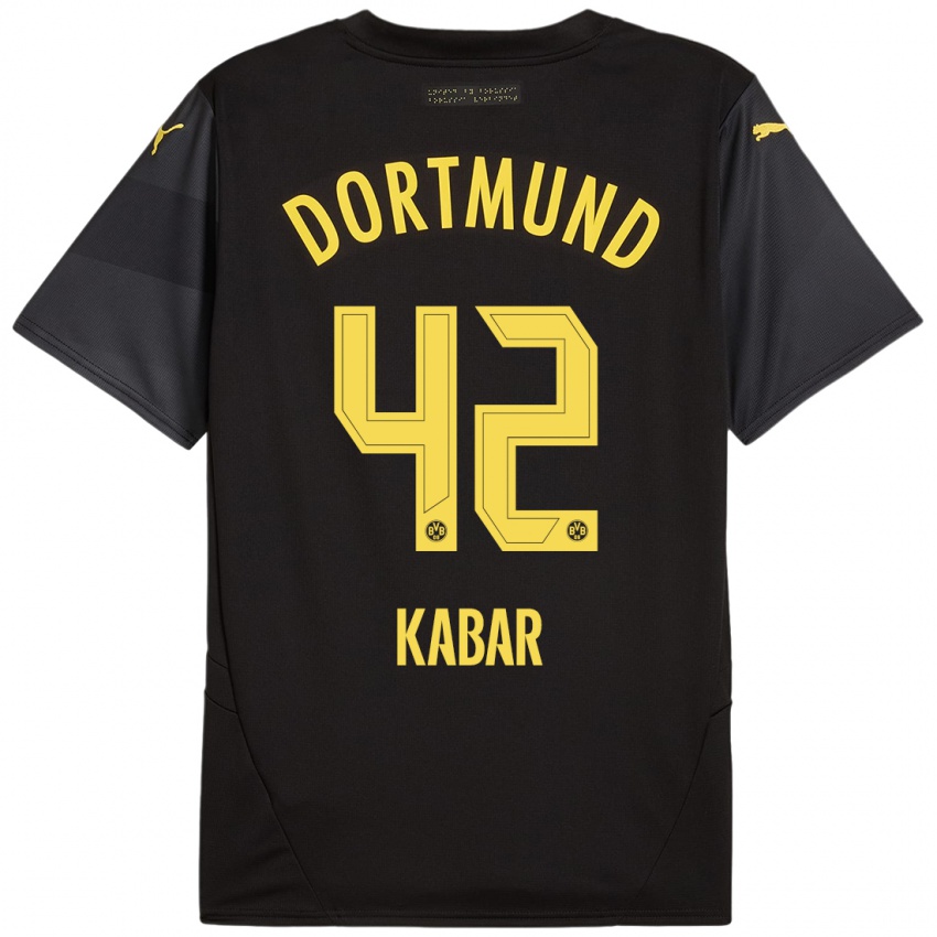 Uomo Maglia Almugera Kabar #42 Nero Giallo Kit Gara Away 2024/25 Maglietta