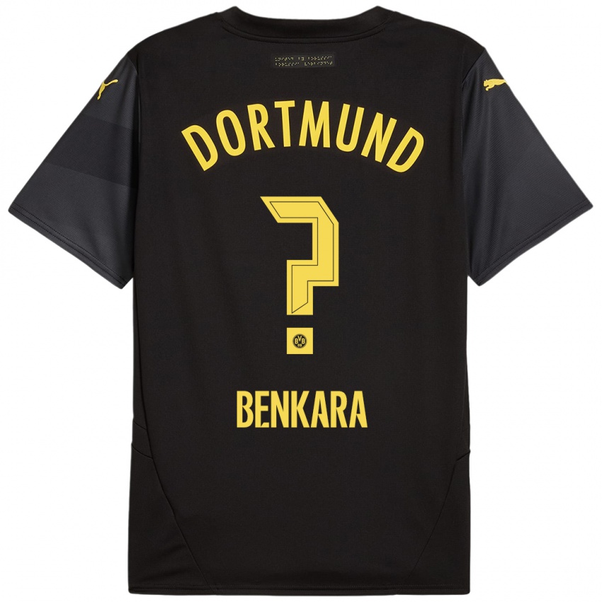 Uomo Maglia Elias Benkara #0 Nero Giallo Kit Gara Away 2024/25 Maglietta