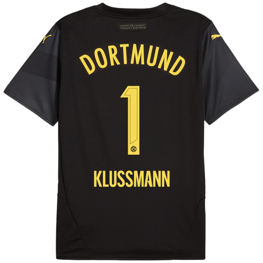 Uomo Maglia Leon Klußmann #1 Nero Giallo Kit Gara Away 2024/25 Maglietta