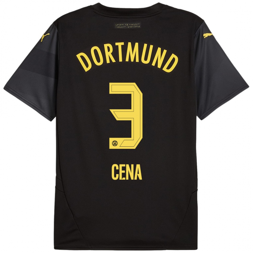 Uomo Maglia Valon Cena #3 Nero Giallo Kit Gara Away 2024/25 Maglietta