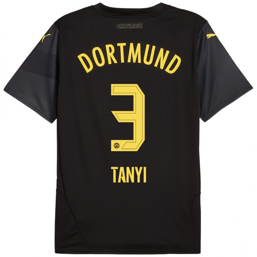 Uomo Maglia Paul Tanyi #3 Nero Giallo Kit Gara Away 2024/25 Maglietta