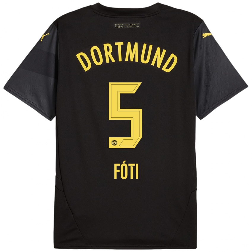 Uomo Maglia António Fóti #5 Nero Giallo Kit Gara Away 2024/25 Maglietta