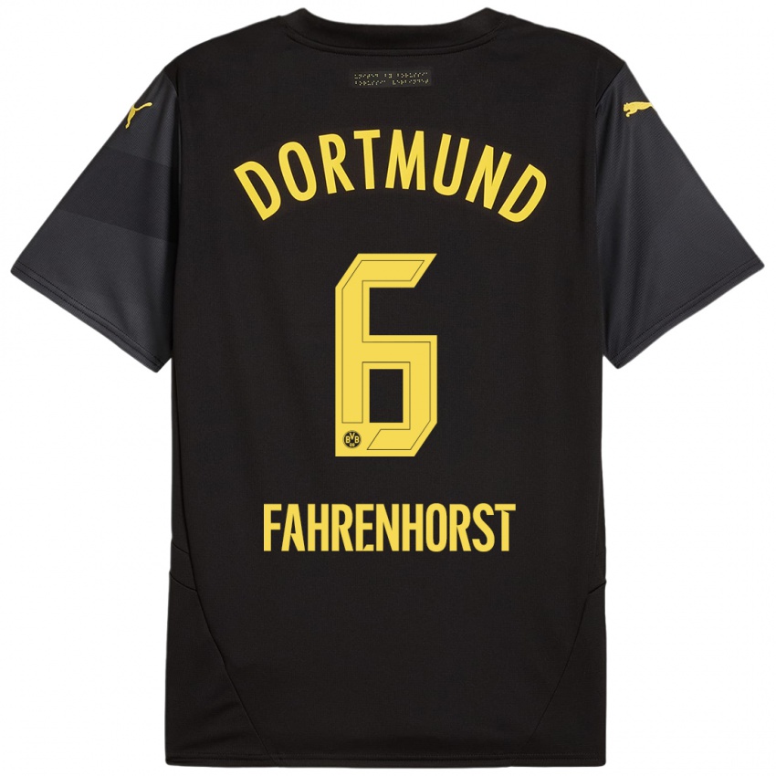 Uomo Maglia Luke Fahrenhorst #6 Nero Giallo Kit Gara Away 2024/25 Maglietta