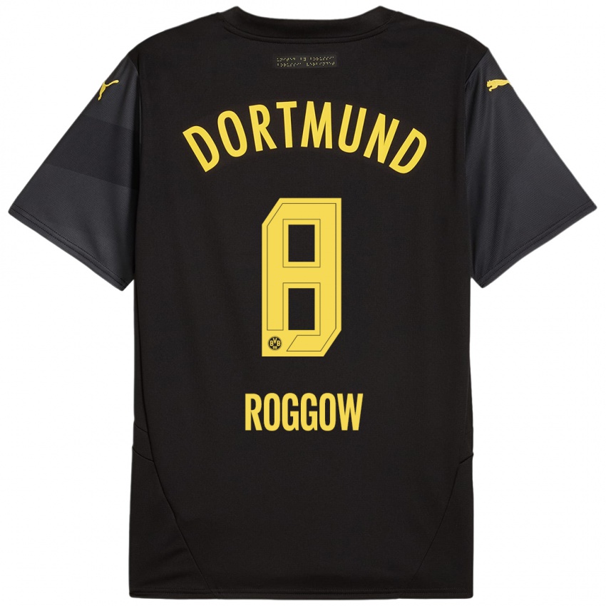 Uomo Maglia Franz Roggow #8 Nero Giallo Kit Gara Away 2024/25 Maglietta