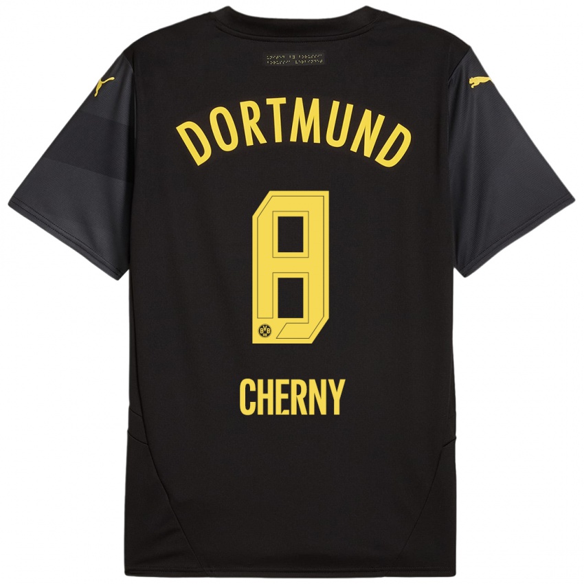 Uomo Maglia Nick Cherny #8 Nero Giallo Kit Gara Away 2024/25 Maglietta