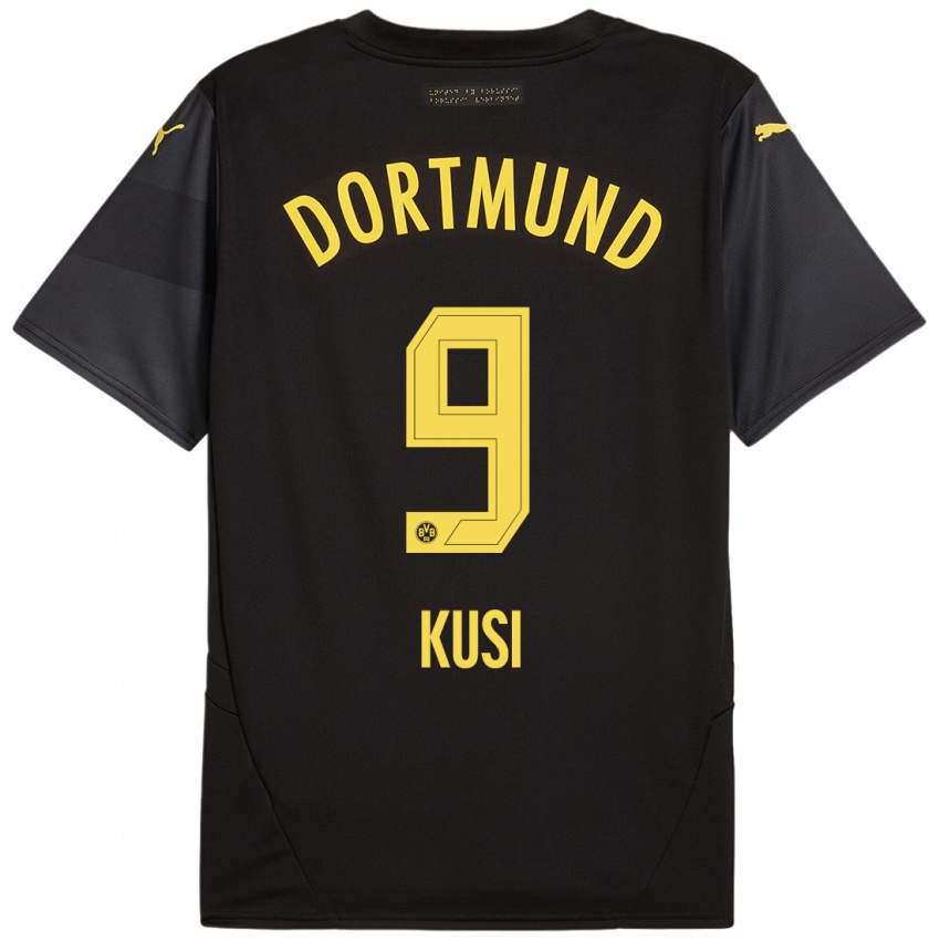 Uomo Maglia Jemain Kusi #9 Nero Giallo Kit Gara Away 2024/25 Maglietta