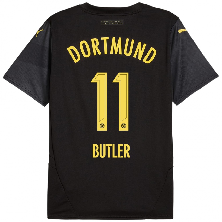 Uomo Maglia Justin Butler #11 Nero Giallo Kit Gara Away 2024/25 Maglietta