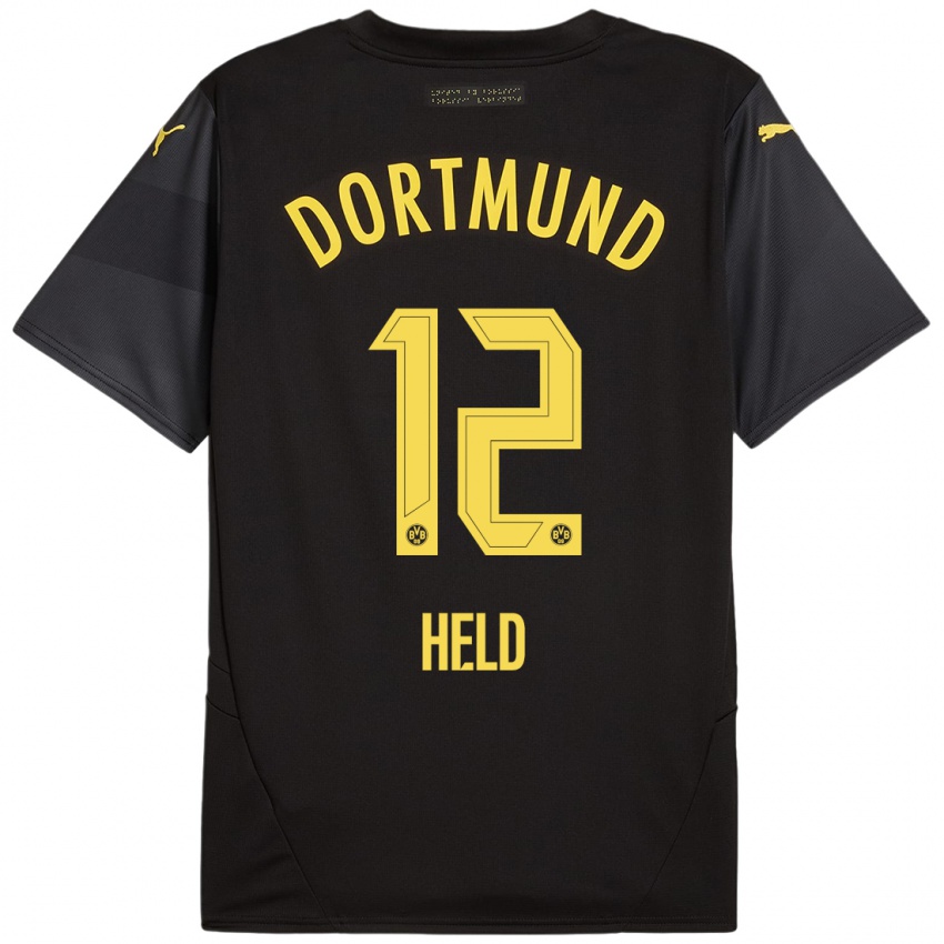 Uomo Maglia Aaron Held #12 Nero Giallo Kit Gara Away 2024/25 Maglietta