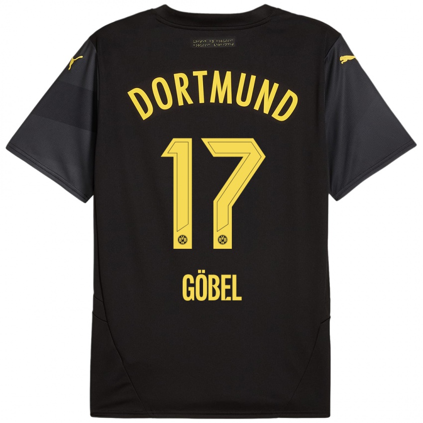 Uomo Maglia Patrick Göbel #17 Nero Giallo Kit Gara Away 2024/25 Maglietta