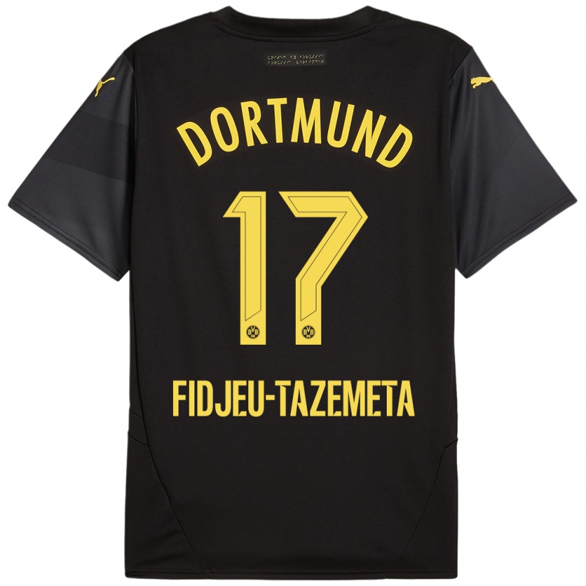 Uomo Maglia Thierry Fidjeu-Tazemeta #17 Nero Giallo Kit Gara Away 2024/25 Maglietta