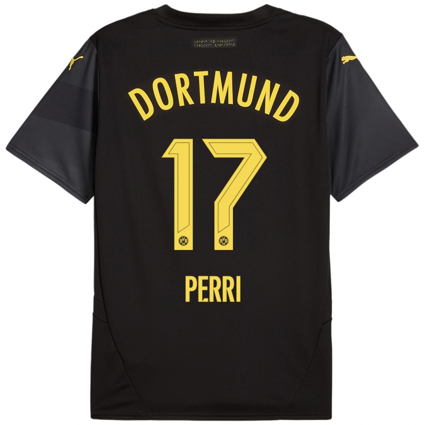 Uomo Maglia Luca Perri #17 Nero Giallo Kit Gara Away 2024/25 Maglietta