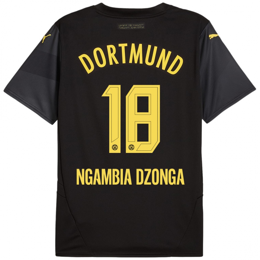 Uomo Maglia Diego Ngambia Dzonga #18 Nero Giallo Kit Gara Away 2024/25 Maglietta