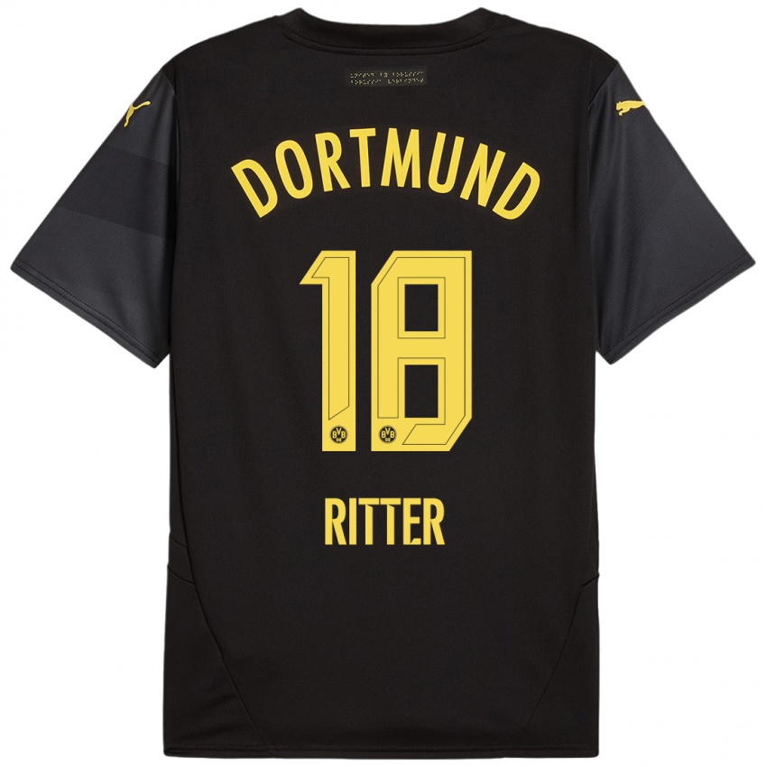 Uomo Maglia Roméo Ritter #18 Nero Giallo Kit Gara Away 2024/25 Maglietta