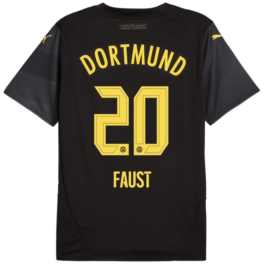 Uomo Maglia Tom Faust #20 Nero Giallo Kit Gara Away 2024/25 Maglietta