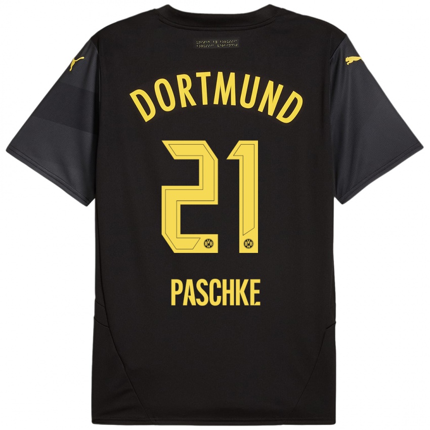 Uomo Maglia Felix Paschke #21 Nero Giallo Kit Gara Away 2024/25 Maglietta