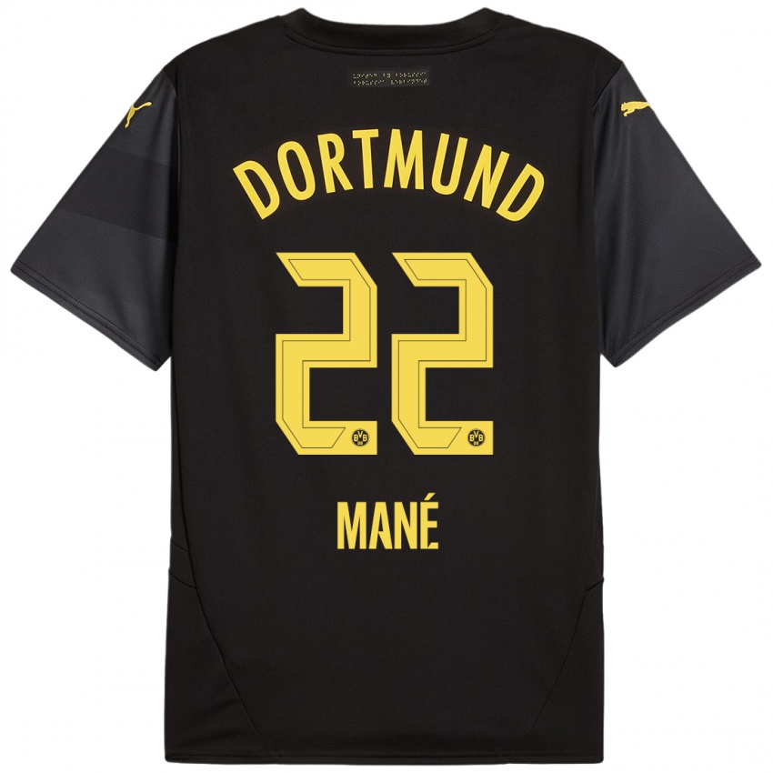 Uomo Maglia Filippo Mané #22 Nero Giallo Kit Gara Away 2024/25 Maglietta