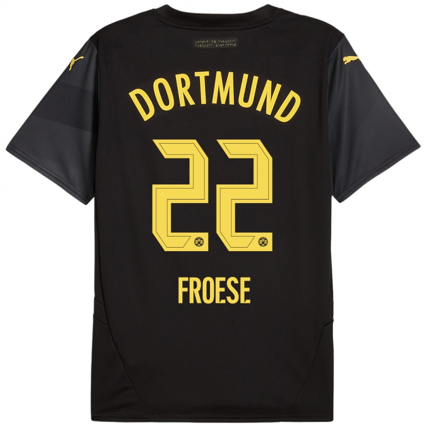 Uomo Maglia Julien Froese #22 Nero Giallo Kit Gara Away 2024/25 Maglietta