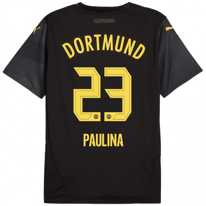 Uomo Maglia Jordi Paulina #23 Nero Giallo Kit Gara Away 2024/25 Maglietta