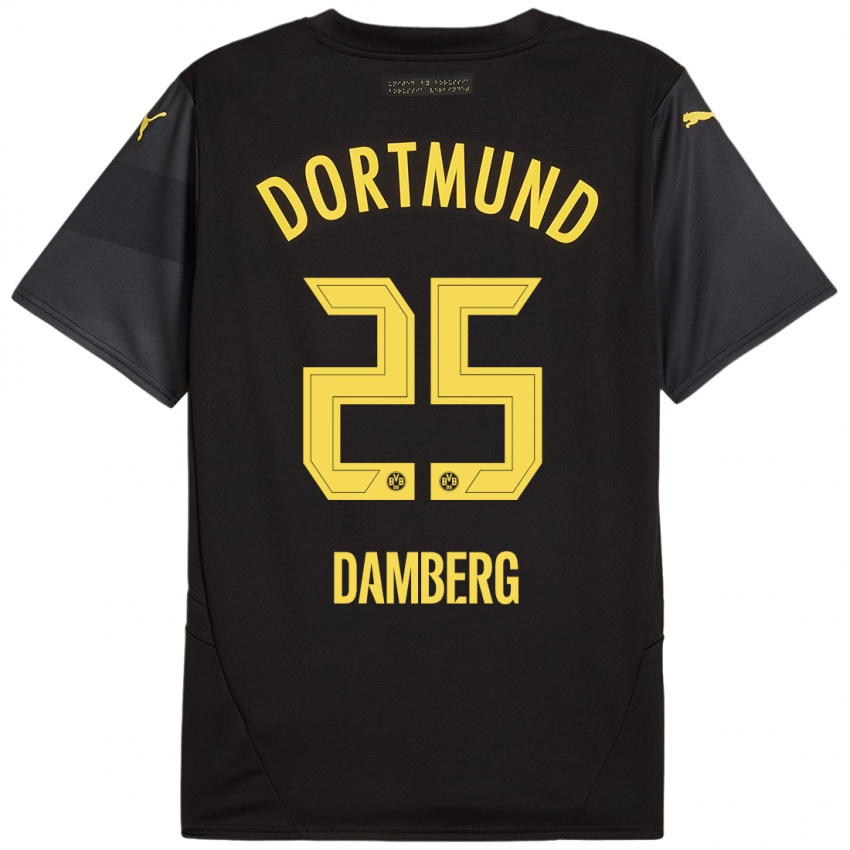 Uomo Maglia Niclas Damberg #25 Nero Giallo Kit Gara Away 2024/25 Maglietta