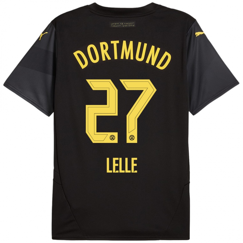 Uomo Maglia David Lelle #27 Nero Giallo Kit Gara Away 2024/25 Maglietta