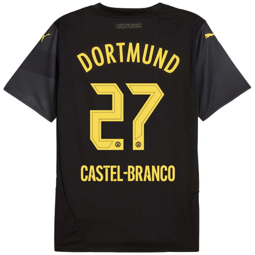 Uomo Maglia Diego Castel-Branco #27 Nero Giallo Kit Gara Away 2024/25 Maglietta