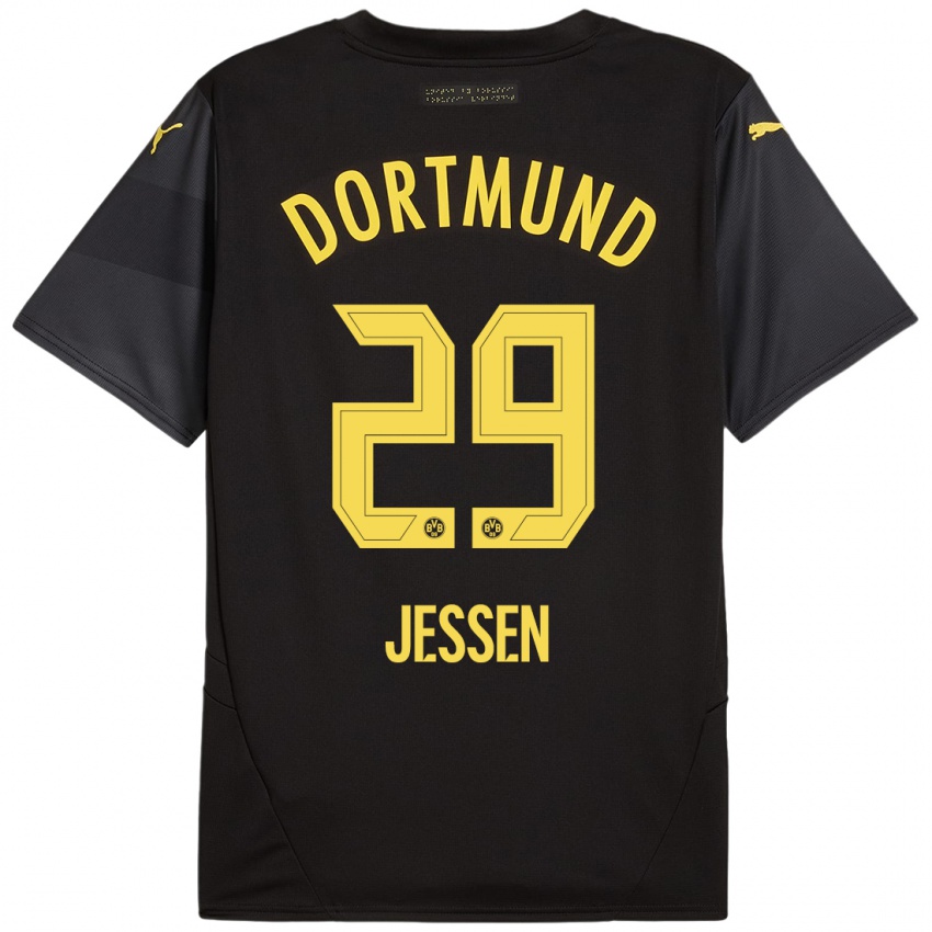 Uomo Maglia Niklas Jessen #29 Nero Giallo Kit Gara Away 2024/25 Maglietta