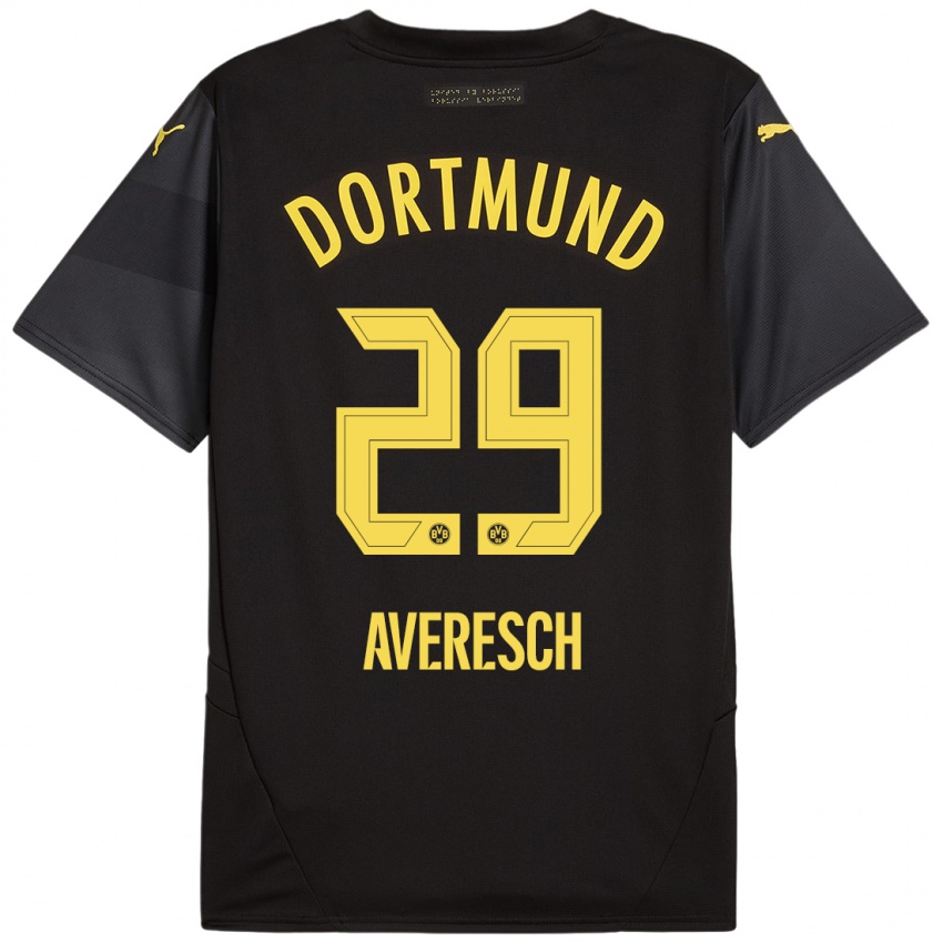 Uomo Maglia Noah Averesch #29 Nero Giallo Kit Gara Away 2024/25 Maglietta