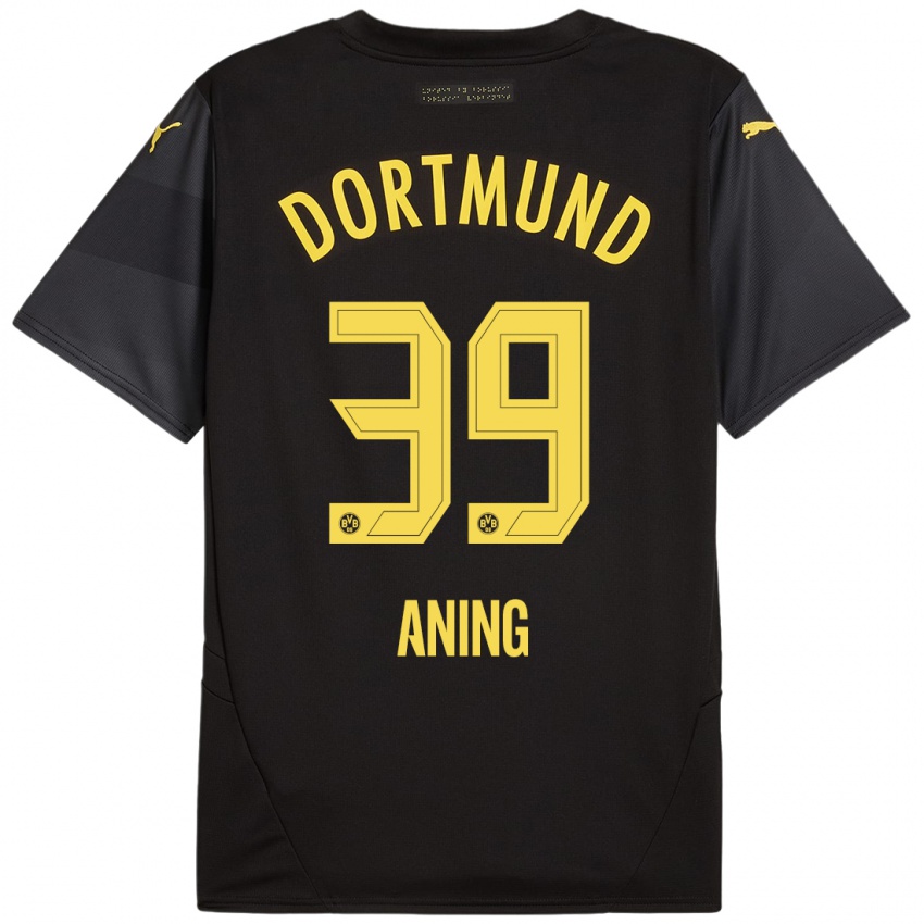 Uomo Maglia Prince Aning #39 Nero Giallo Kit Gara Away 2024/25 Maglietta