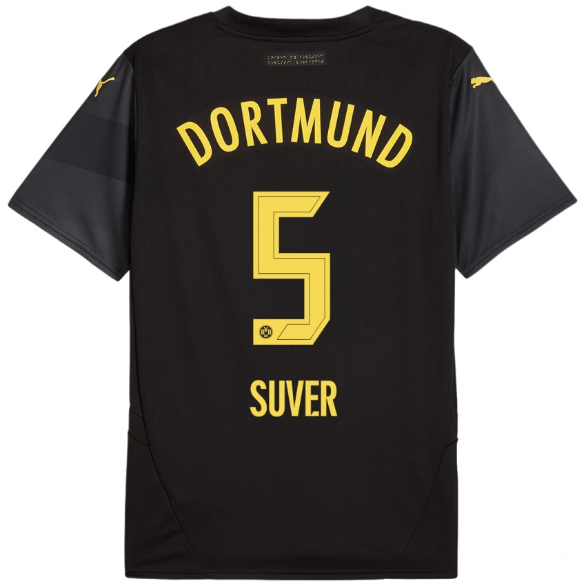 Uomo Maglia Mario Suver #5 Nero Giallo Kit Gara Away 2024/25 Maglietta