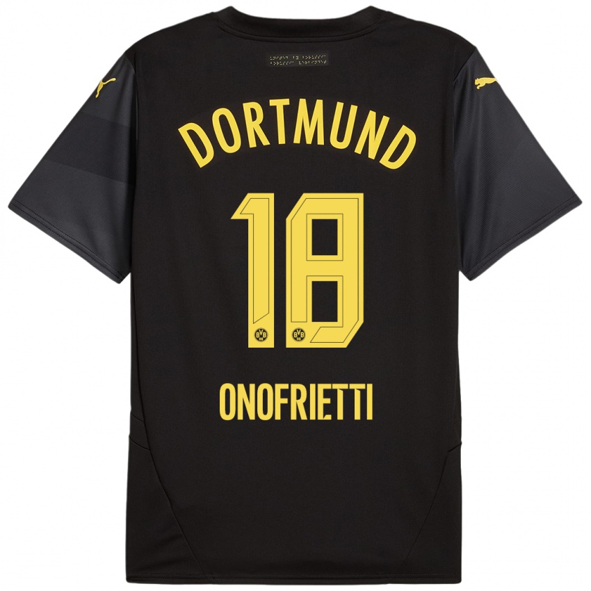 Uomo Maglia Vincenzo Onofrietti #18 Nero Giallo Kit Gara Away 2024/25 Maglietta