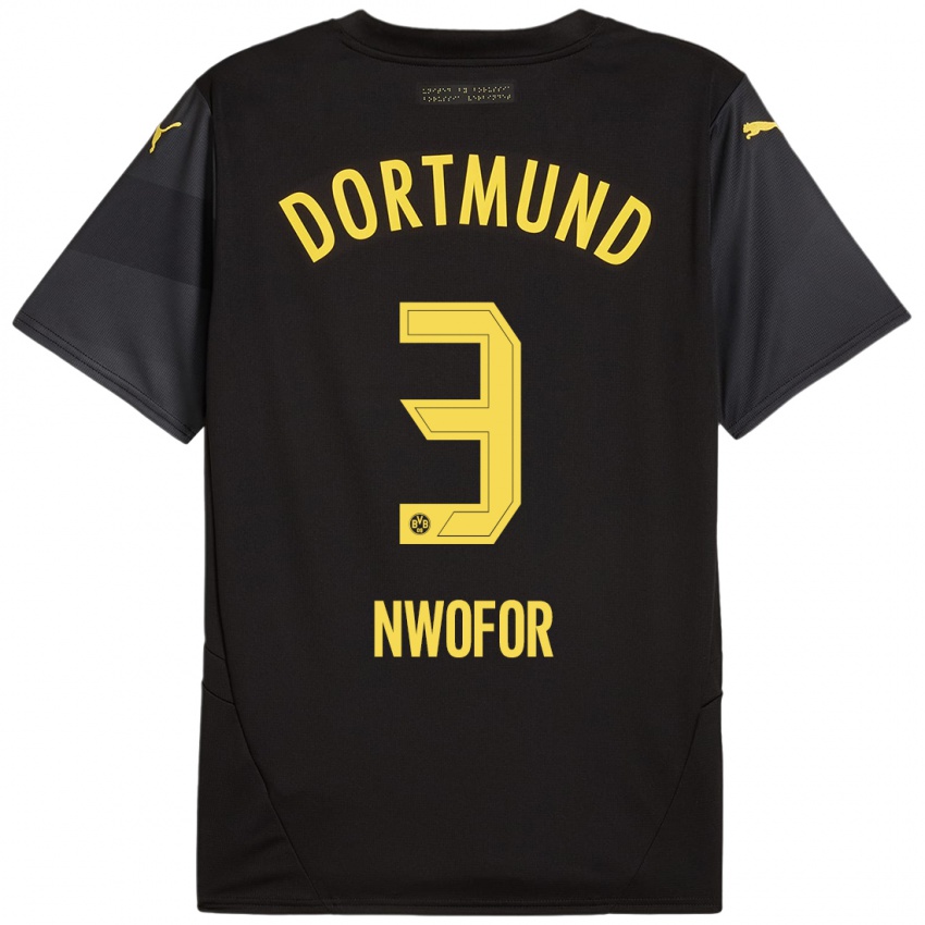 Uomo Maglia Jamie Nwofor #3 Nero Giallo Kit Gara Away 2024/25 Maglietta