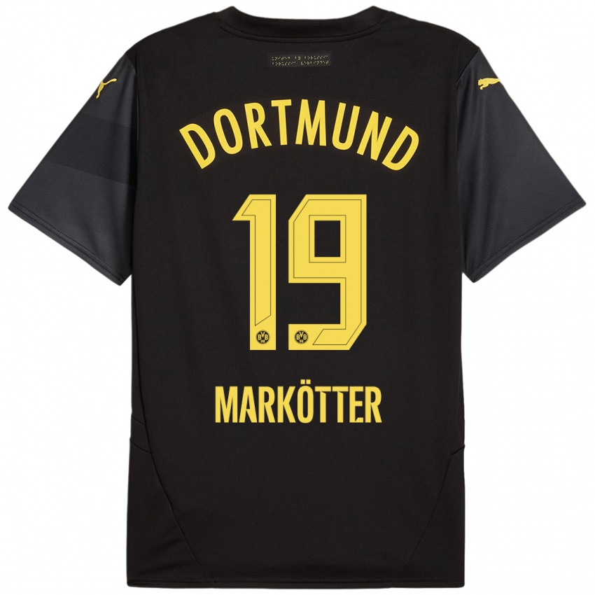 Uomo Maglia Jonah Markötter #19 Nero Giallo Kit Gara Away 2024/25 Maglietta